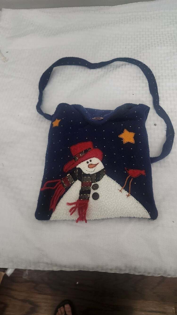 Ermo Christmas Snowman Themed Small Crossbody Purse